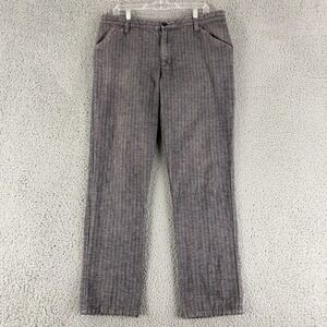 Standard Cloth Herringbone Trousers Mens 36 Gray Red Pinstripe Cotton Straight